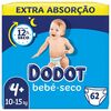 Dodot  Fralda Bebé Seco Extra T4+ (10-15Kg) 62Un