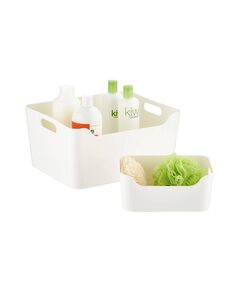 Caixa de arrumação branca com pegas, M