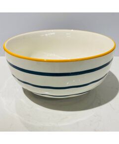 Saladeira ás ricas - Branco e Azul com rebordo Amarelo