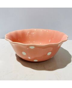 Saladeira individual Rosa bolas Brancas