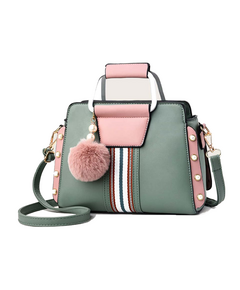 Bolsa feminina Faux Pearl & Pom Pom Decor