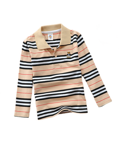 T-Shirt Polo Manga Longa às Riscas para Crianças