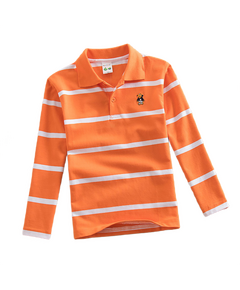 T-Shirt Polo Manga Longa às Riscas - Infantil