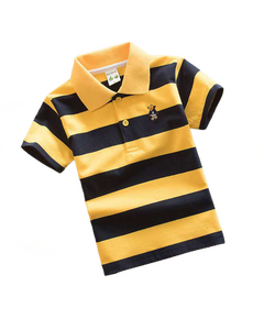 T-Shirt Polo infantil Listrada -  Amarelo e Preto