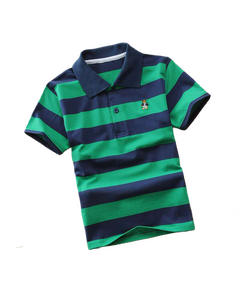 T-Shirt Polo infantil Listrada -  Azul escuro e Verde