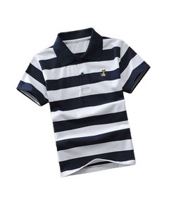 T-Shirt Polo infantil Listrada -  Preto e Branco