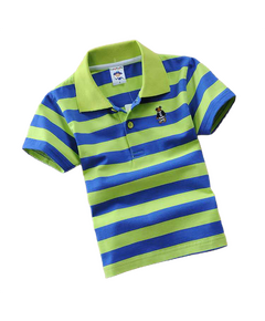 T-Shirt Polo infantil Listrada -  Verde e Azul