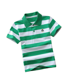 T-Shirt Polo infantil Listrada -  Verde e Branco