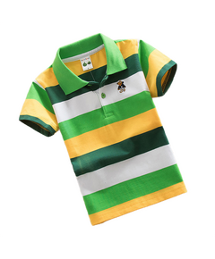 T-Shirt Polo infantil Listrada - Verde e Amarelo