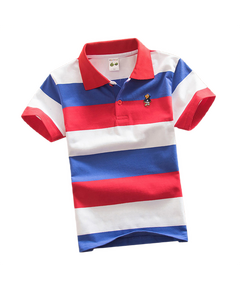 T-Shirt Polo infantil Listrada -  Vermelha, Azul e Branca