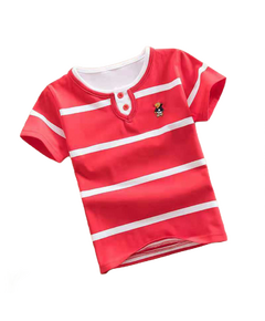 Camisola Infantil Vermelha e branca - Manga Curta