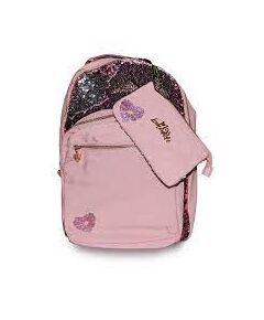Mochila Rosa Sequins + Porta Lápis