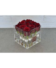 Caixa acrílica com 9 rosas