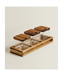 Porta Especiarias Vidro E Madeira - Zara