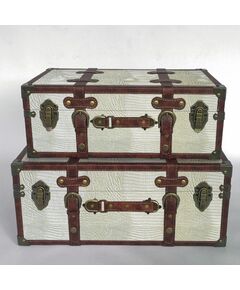 Conjunto de 2 malas de armazenamento decorativas de madeira Safra