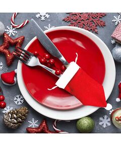 Kit Com 6 Porta Talheres De Gorro Papai Noel Decoração De Natal Kit Com 6 Porta Talheres De Gorro Papai Noel Decoração De Natal