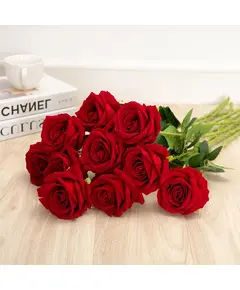 Rosas artificiais de seda vermelha