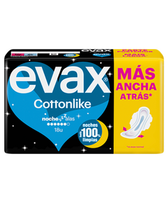 Pensos Higiênicos Cottonlike Noite Alas 18 Un - Evax