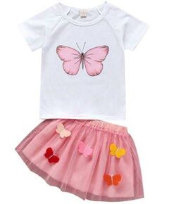Conjunto Infantil Feminino cor de Rosa - Blusa & Saia