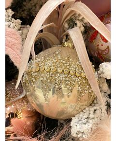 Bola de Natal de vidro com pérolas (dourada)