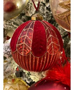 Bola decorativa em Veludo ( vermelho + Dourado)