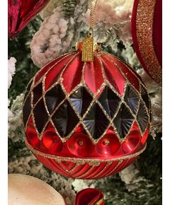 Bola de Natal - Diamantes ( Vermelho e Preto)