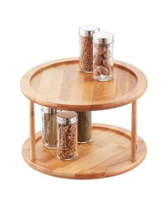Mesa giratória de bambu de dois níveis - Lazy Susan