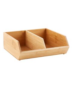 ​​Caixa de arrumação empilhável ​​de bambu com divisória, grande