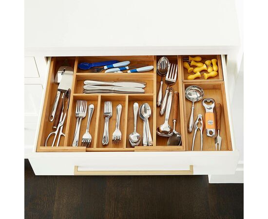 Organizador expansível para gaveta, de bambu