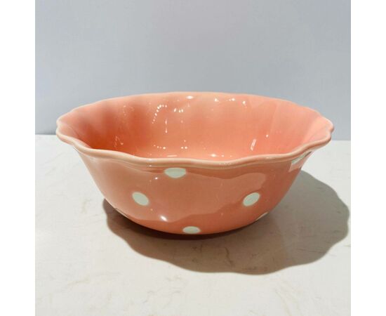 Saladeira individual Rosa bolas Brancas