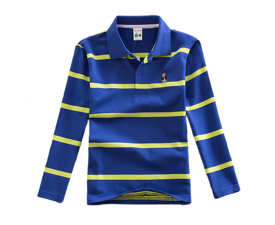 T-Shirt Polo Manga Longa às Riscas para Crianças