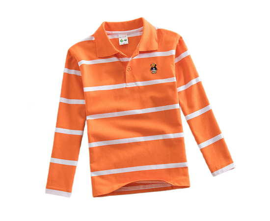 T-Shirt Polo Manga Longa às Riscas - Infantil
