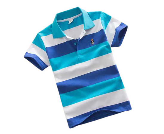 T-Shirt Polo infantil Listrada -  Azul Ciano