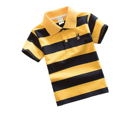 T-Shirt Polo infantil Listrada -  Amarelo e Preto