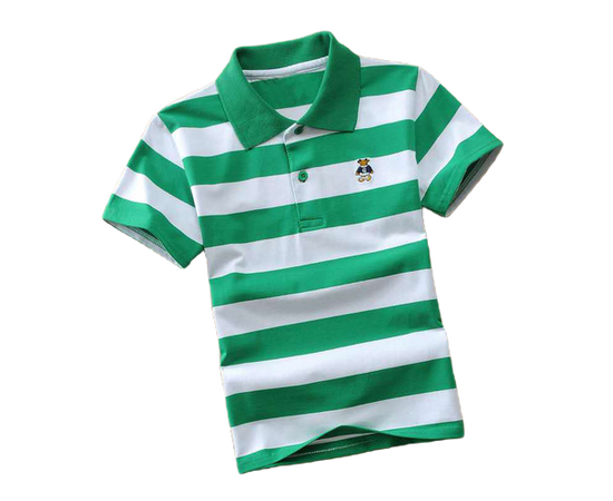 T-Shirt Polo infantil Listrada -  Verde e Branco