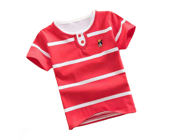 Camisola Infantil Vermelha e branca - Manga Curta