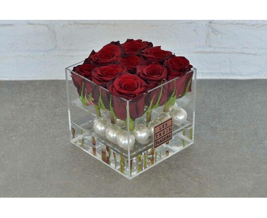 Caixa acrílica com 9 rosas