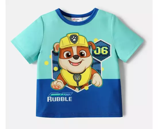 Camiseta Infantil Manga Curta  da Patrulha Pata, Rubble ( 18-24 Meses )