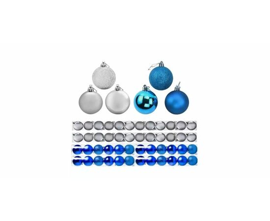 Kit 25 Bolas De Natal - Prata/Azul - Natal