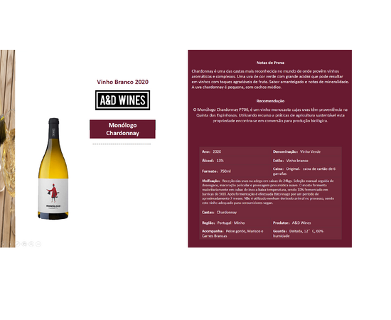 A&D Wines - Vinho Verde, Monólogo Chardonnay (750ml)
