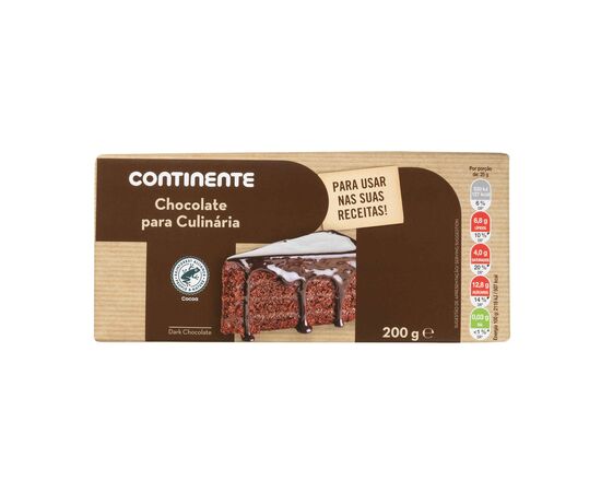 Chocolate culinário - continente 43%
