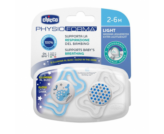 Chupeta Physio Luminosa Silicone 2-6m 2 Unidades - Chicco
