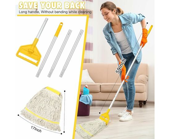 Esfregona Industrial de Algodão resistente com cabo longo