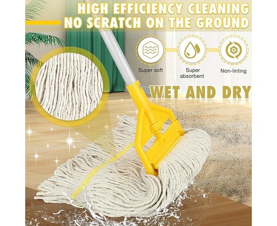 Esfregona Industrial de Algodão resistente com cabo longo