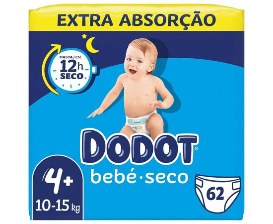 Dodot  Fralda Bebé Seco Extra T4+ (10-15Kg) 62Un