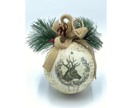 Bola de Natal Rústica com Veados