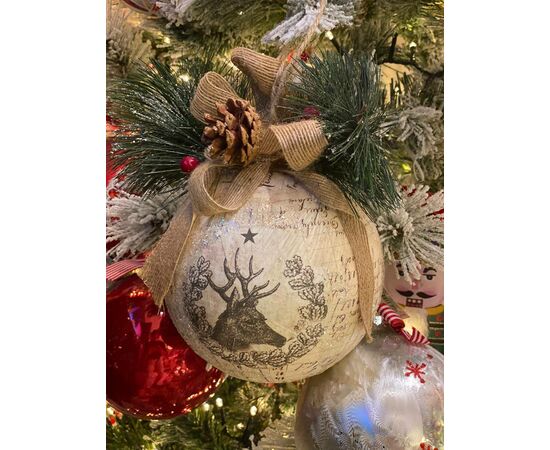 Bola de Natal Rústica com Veados