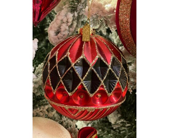 Bola de Natal - Diamantes ( Vermelho e Preto)