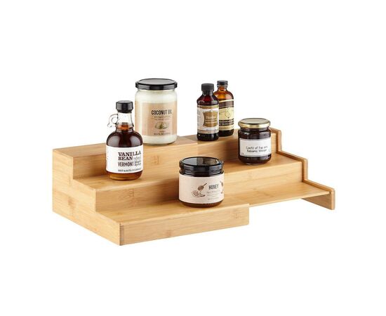 Prateleira expansível de bambu de 3 prateleiras